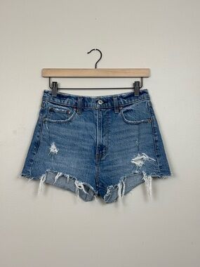Abercrombie & Fitch Shorts Womens 26 Blue The Mom Short High Rise Distressed